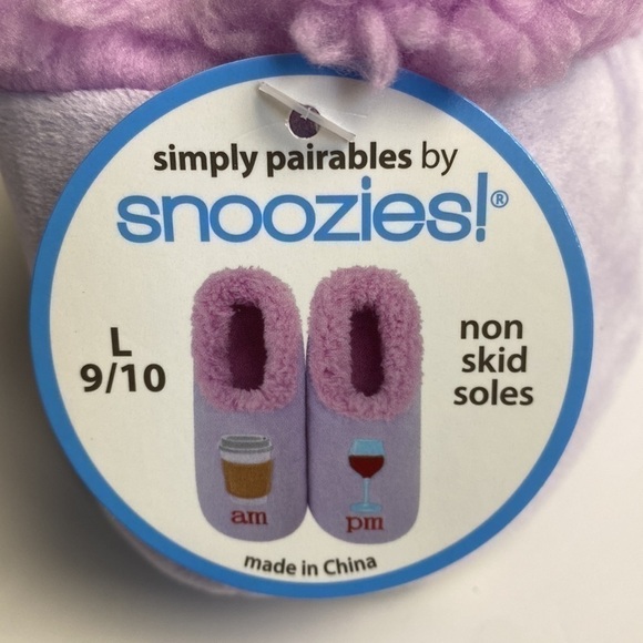 SNOOZIES Coffee & Wine Fuzzy Fun & Cozy Women’s Slipper Socks Sz L 9/10 Lilac - Picture 8 of 8